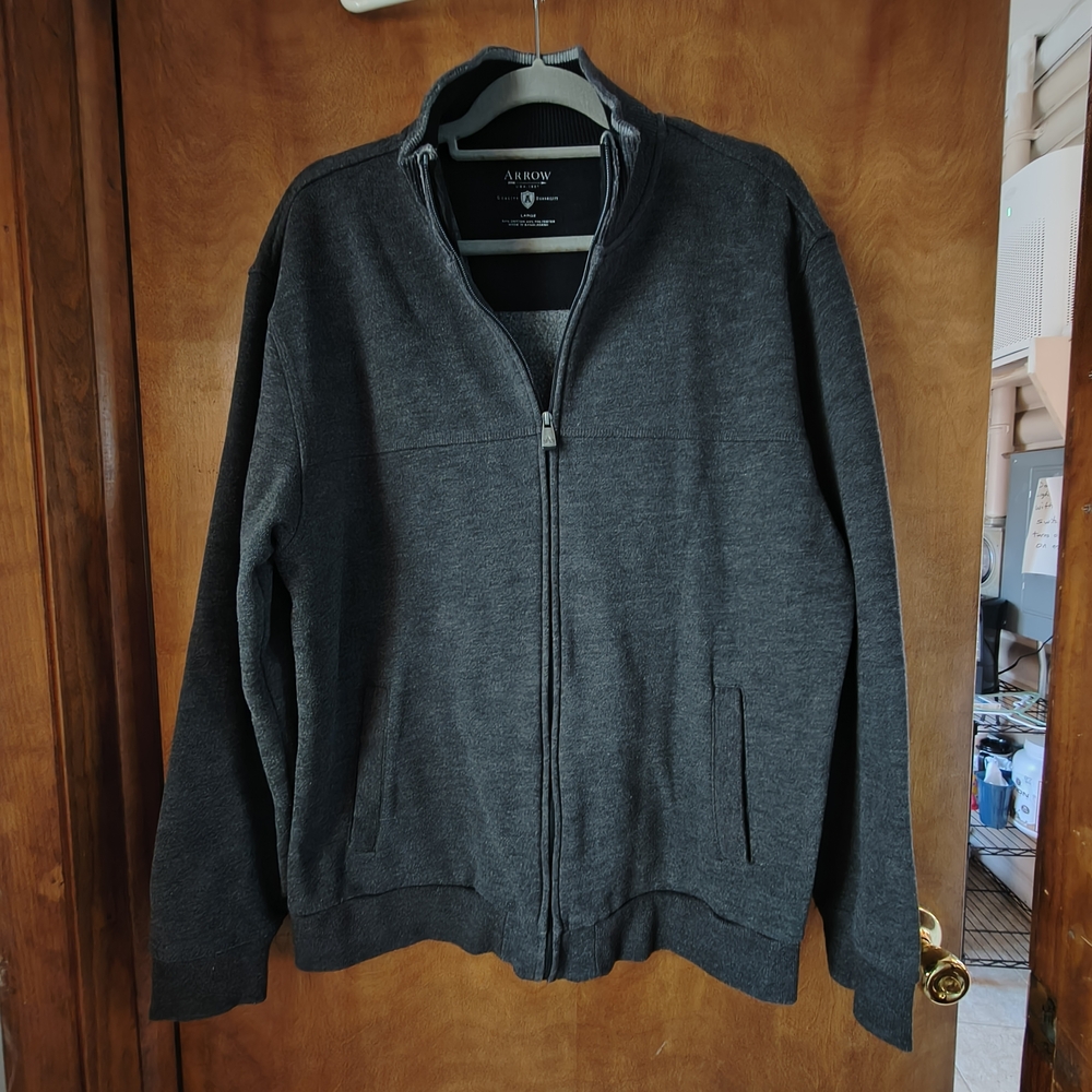 Arrow Men's Dark Gray Full-Zip Sweater Jacket